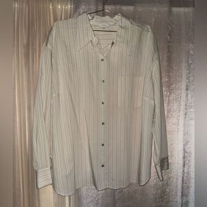 Vince Dress Shirt Pin Stripe Button Down Men’s Bone Color Off White Ivory NWT